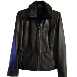 AVANTI genuine Leather jacket with detachable fox fur trim